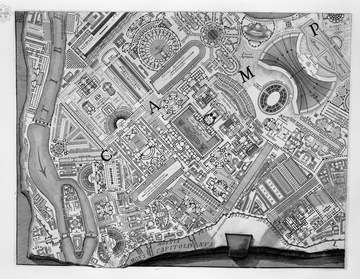 Mappa del Campo Marzio da Robert Adam