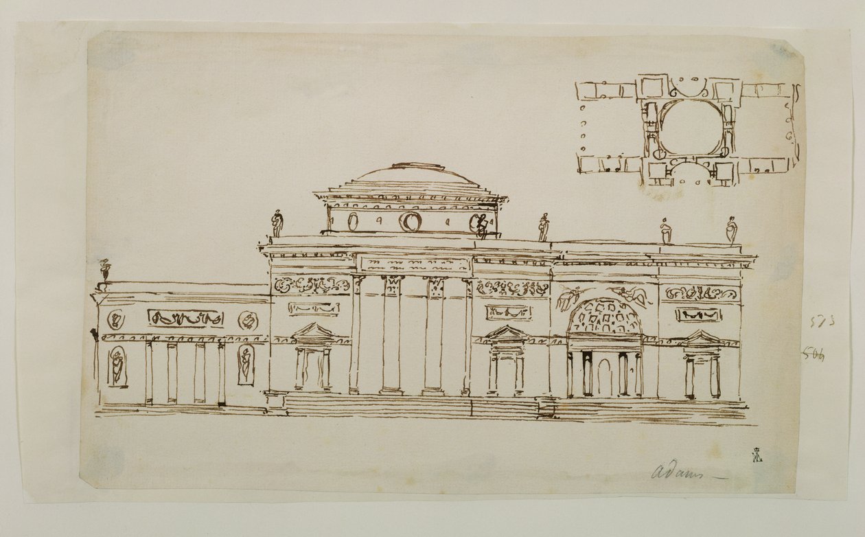 Progetto schizzato per un edificio a cupola da Robert Adam