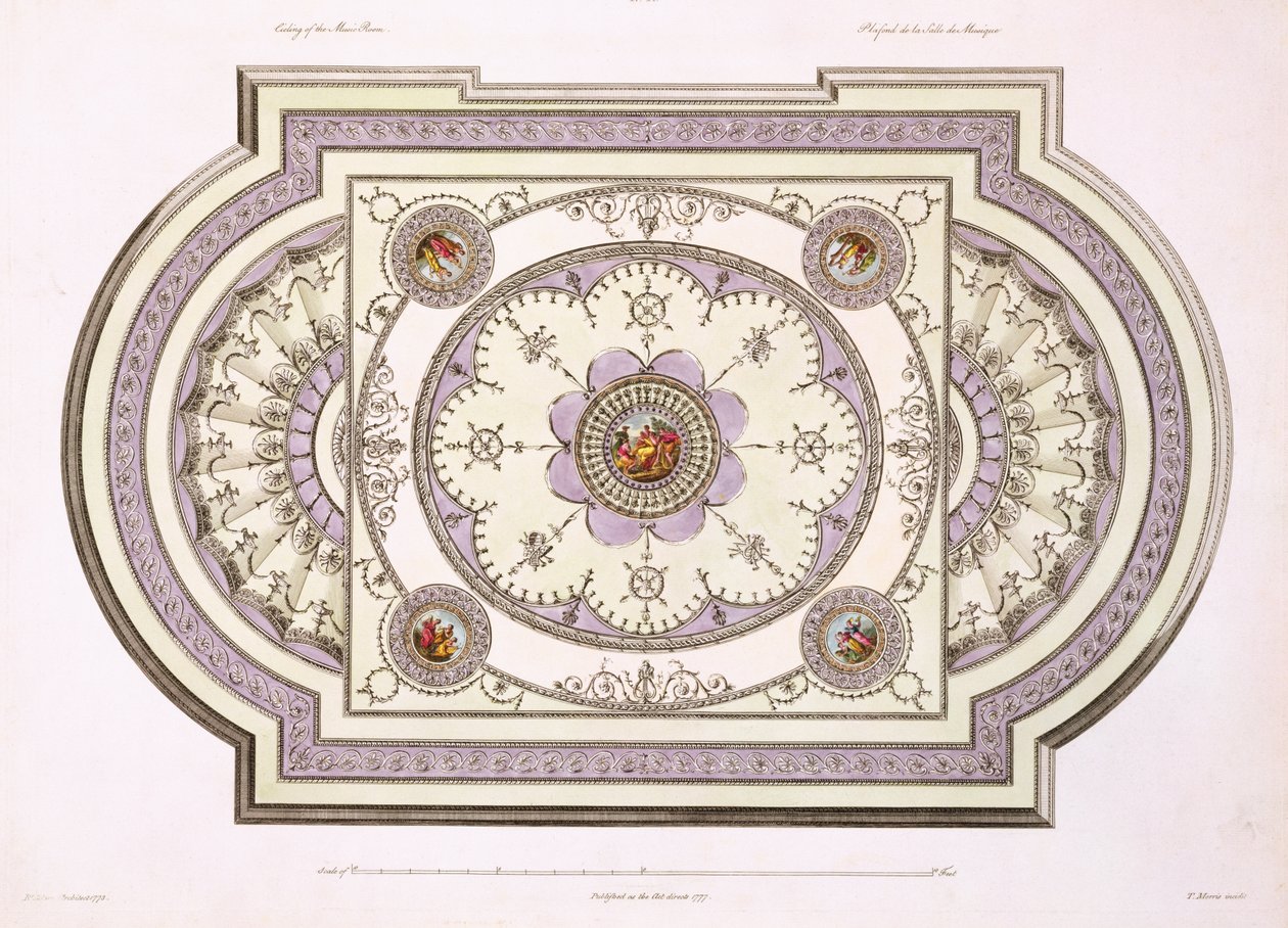 Il soffitto della sala della musica, da Works in Architecture, Volume II, 1779 da Robert Adam