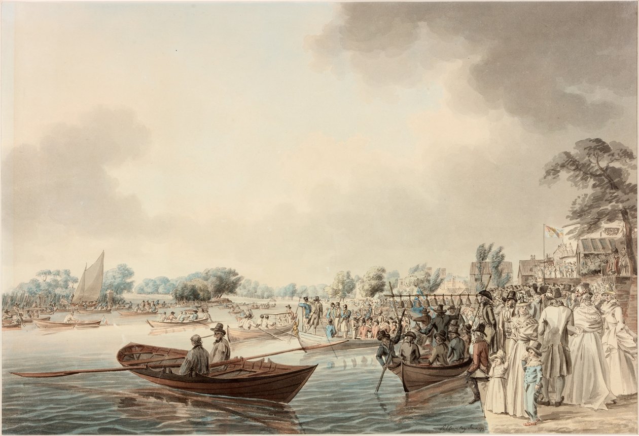 Gara di canottaggio a Richmond, Surrey, (compleanno del Duca di Clarence) da Robert Cleveley