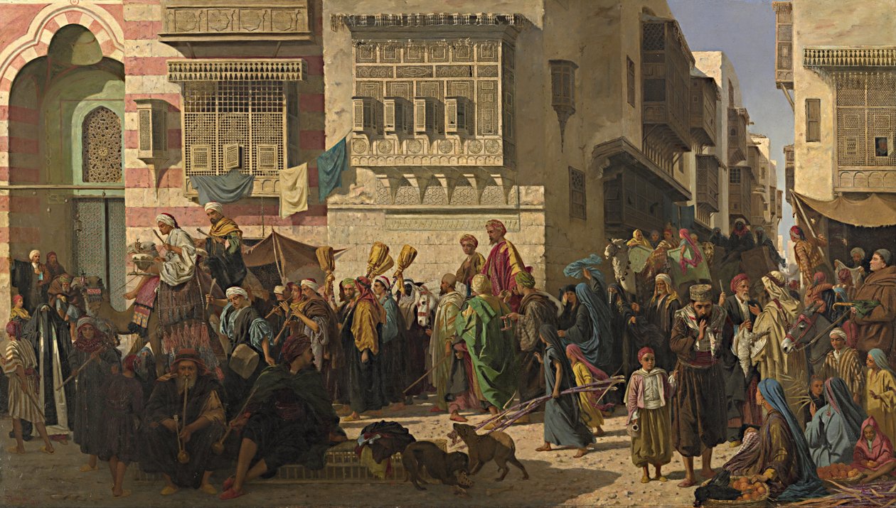 Uno sceicco e suo figlio che entrano al Cairo al ritorno da un pellegrinaggio alla Mecca da Robert Dowling