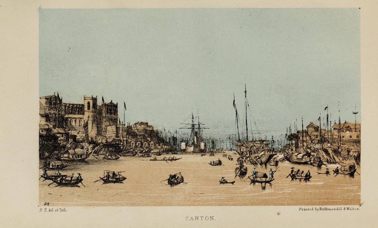 Canton, acquerello di Robert Elwes (1819-1878), un giovane gentiluomo britannico benestante di Norfolk da Robert Elwes