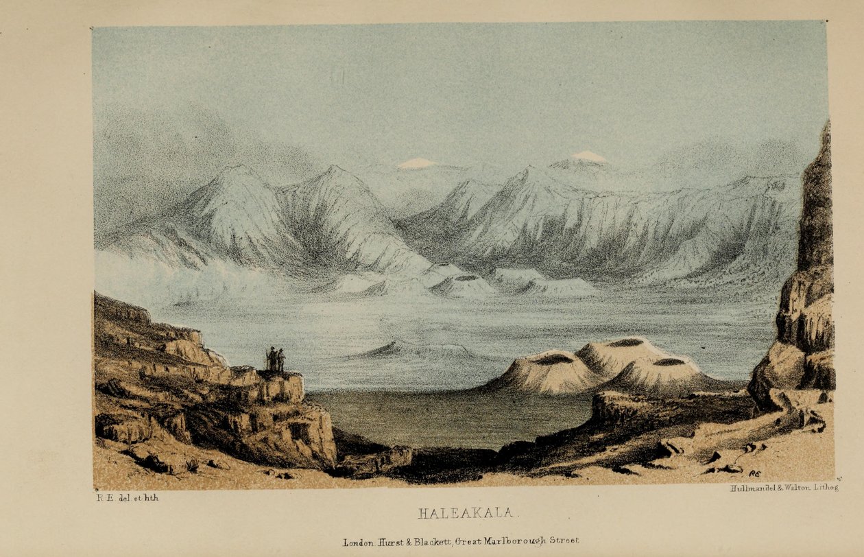 Haleakala, acquerello di Robert Elwes (1819-1878), un giovane gentiluomo britannico benestante di Norfolk da Robert Elwes