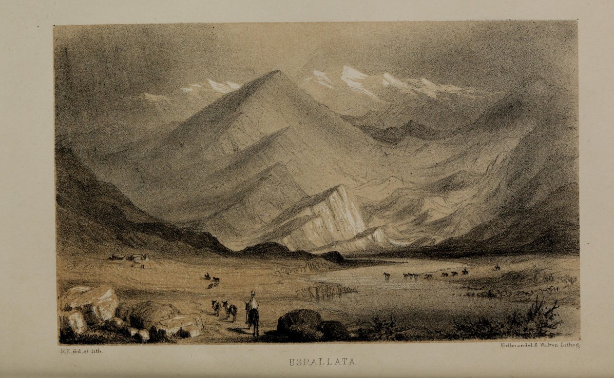 Uspallata, acquerello di Robert Elwes (1819-1878), un giovane gentiluomo britannico benestante di Norfolk da Robert Elwes