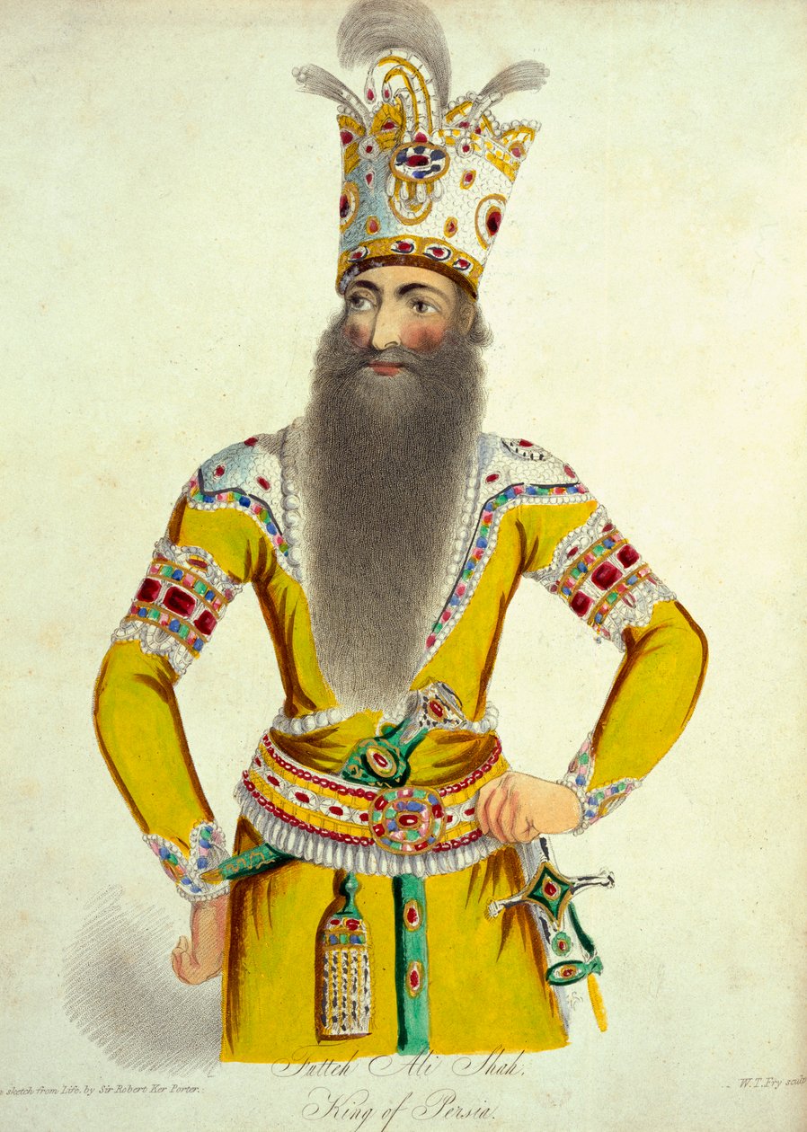 Ritratto di Fatteh Ali Shah, inciso da William Thomas Fry da 