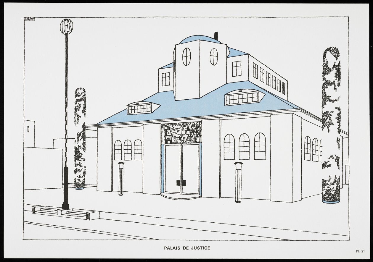 Palais de Justice, da Une Cite Moderne, Dessins de Rob Mallet-Stevens Architecte, 1987 da Robert Mallet Stevens