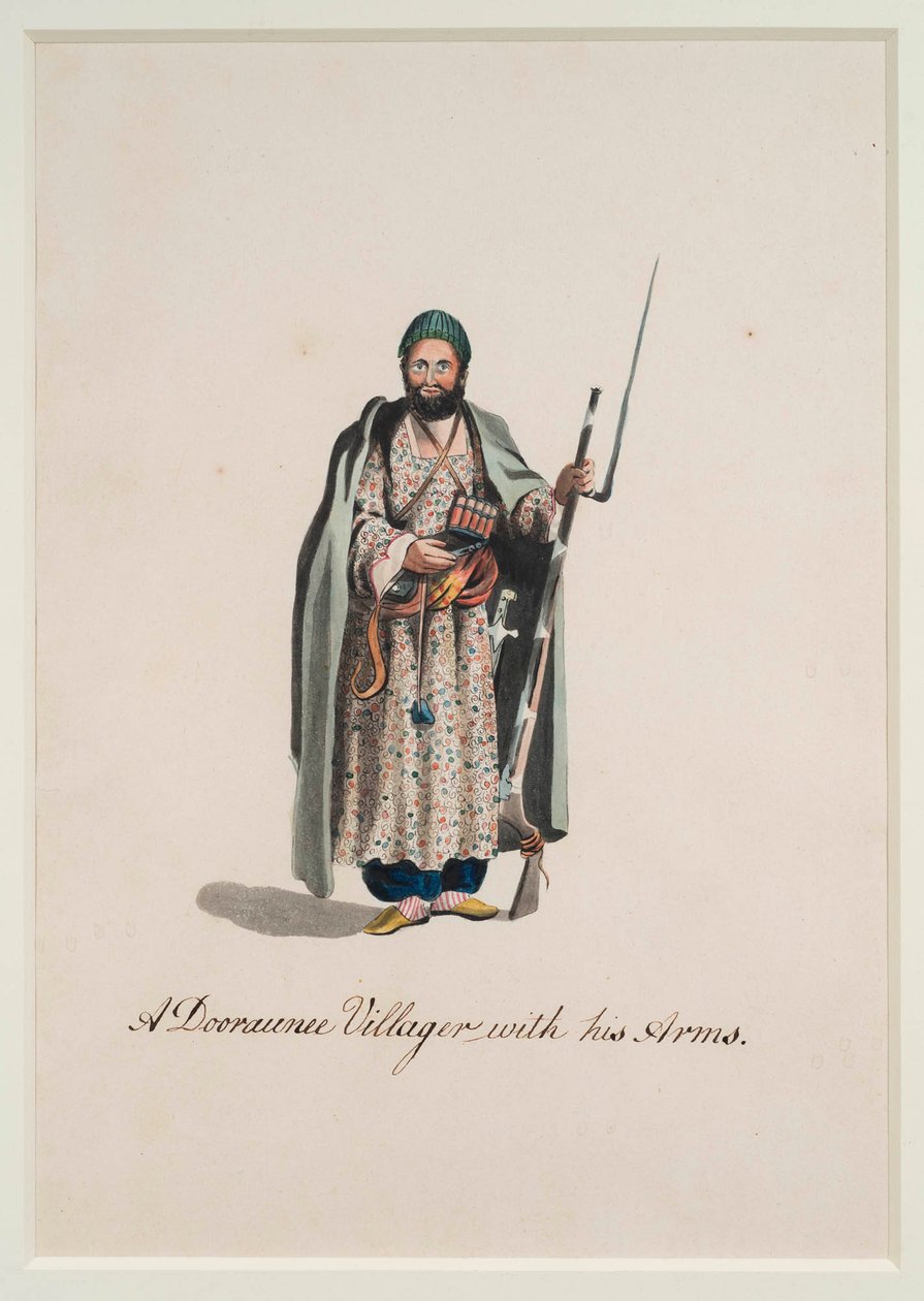 Un Villager Dooraunee con le sue Armi, 1815 da Robert Melville Grindlay