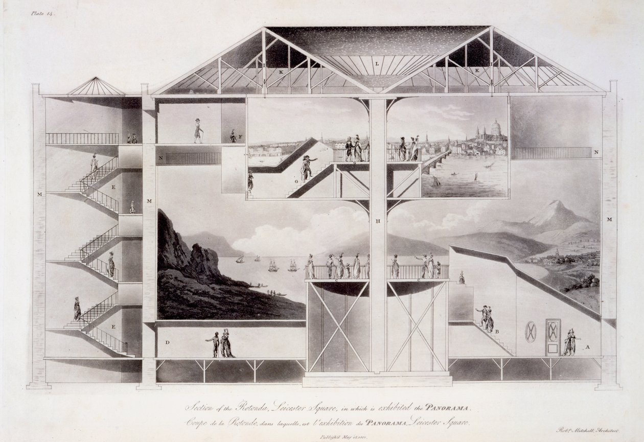 Sezione del disegno della Rotonda, Leicester Square, pubblicato il 15 maggio 1801 da Robert Mitchell