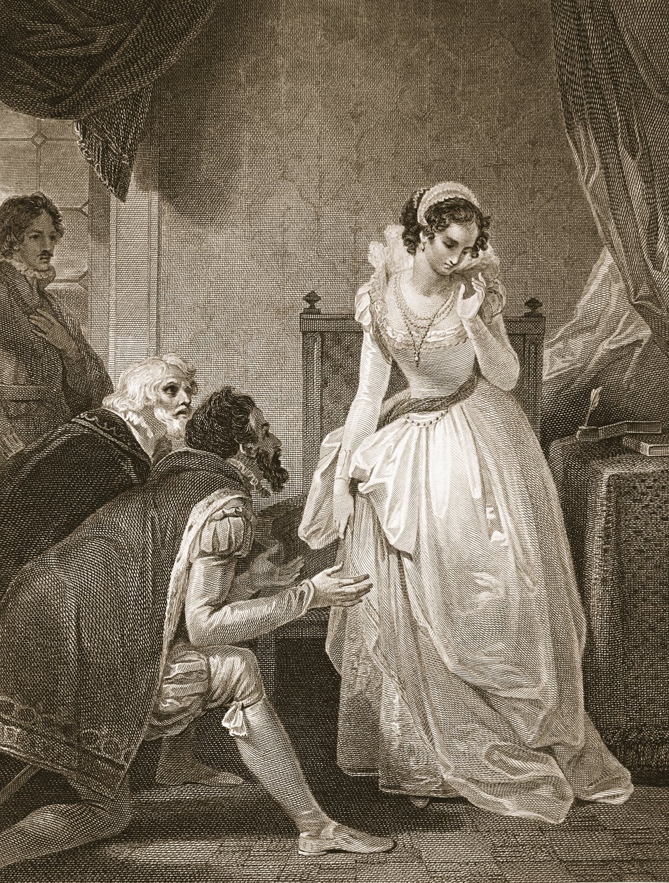 Lady Jane Grey rifiuta la corona, inciso da W. Bromley, illustrazione da 