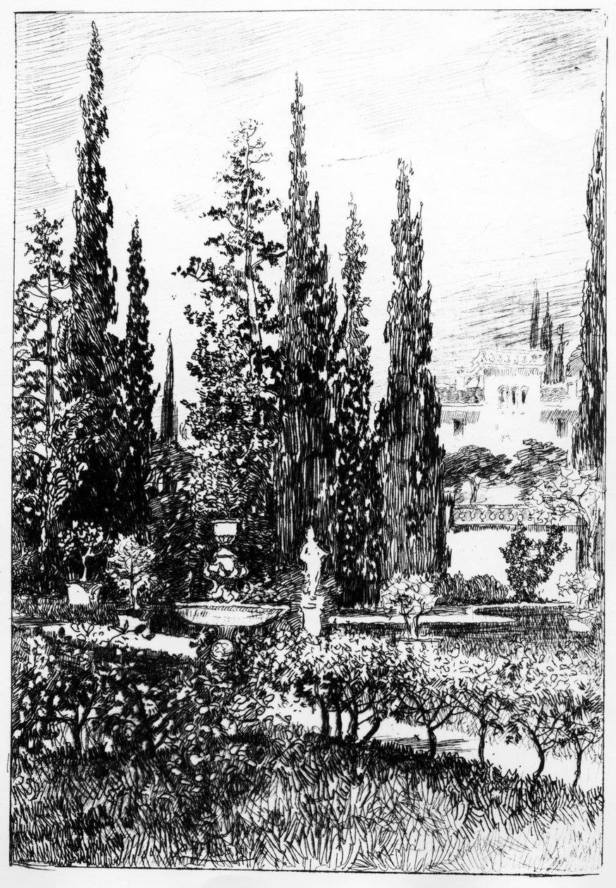 Il giardino paesaggistico, illustrazione alla storia di Edgar Allan Poe da Robert Swain Gifford