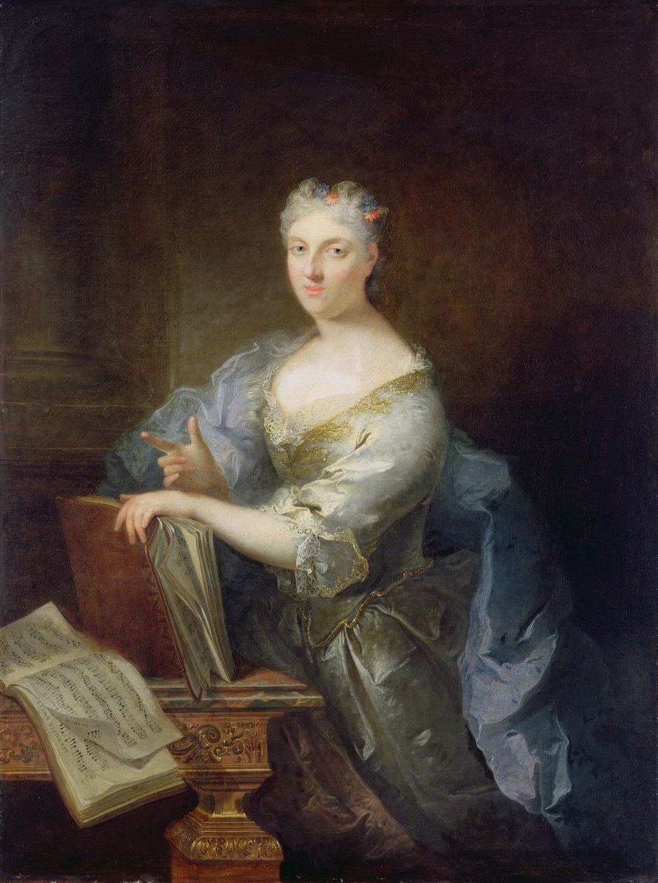 Ritratto della cantante Marie-Louise Desmatins (1670-1708) da Robert Tournieres