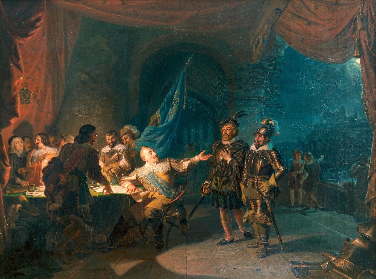 Gustavo II Adolfo in una negoziazione di guerra a Würzburg da Robert Wilhelm Ekman