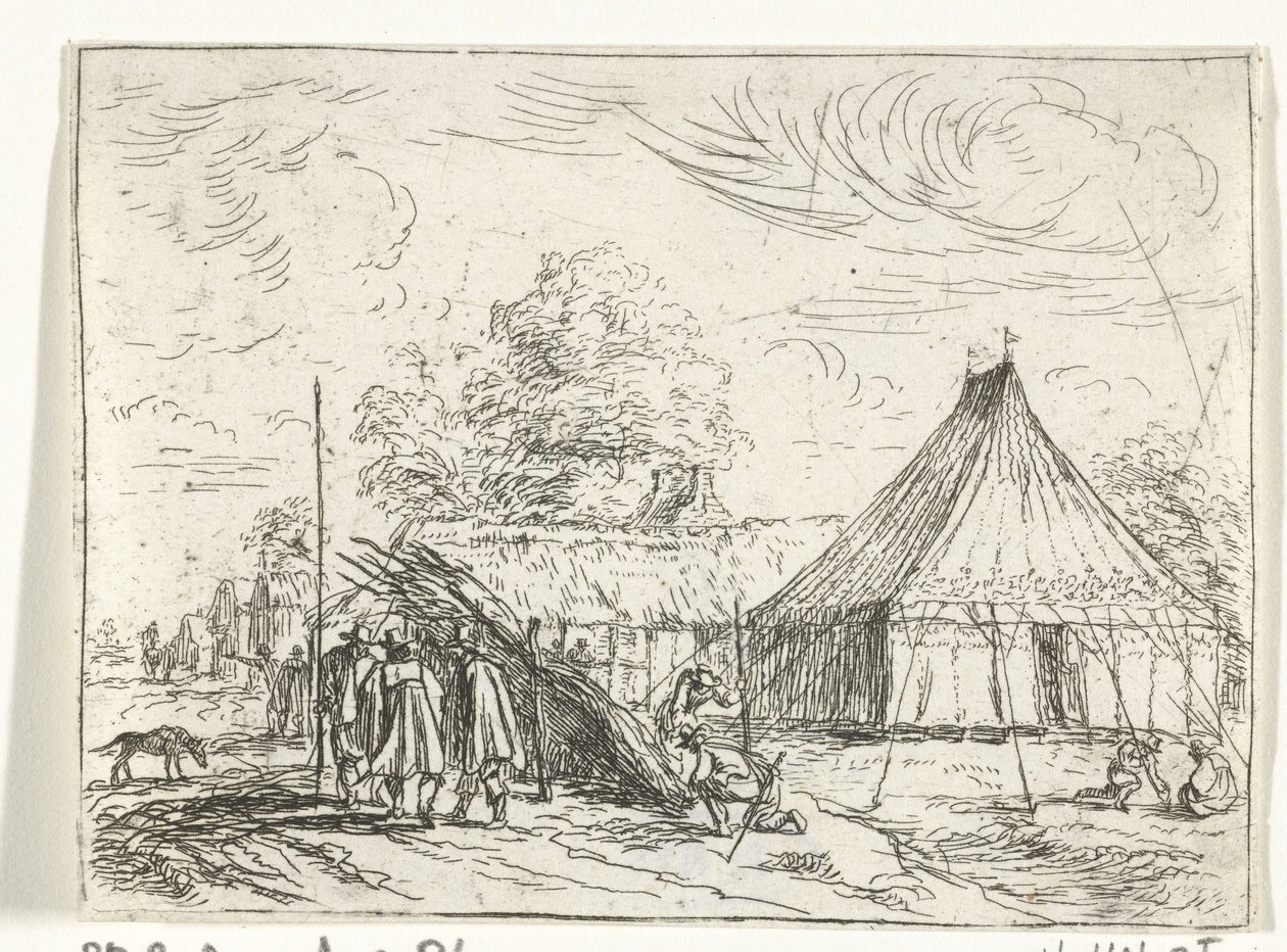 Soldati vicino a una tenda da Robert van den Hoecke