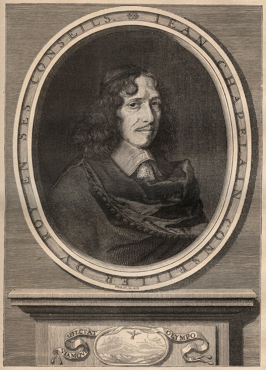 Ritratto di Jean Chapelain (1595-1674), poeta francese - Incisione di Nanteuil e incisa da Peulot da Robert (after) Nanteuil