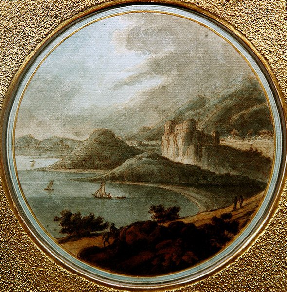 Castello sopra una baia con navi, c.1775 da Robert (attr. to) Adam