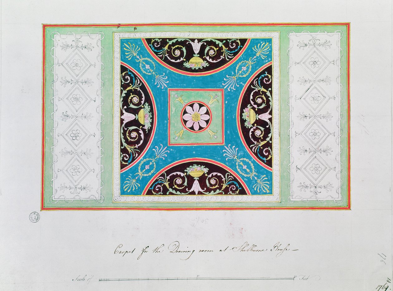 Disegno di tappeto per il salotto, Shelburne House da Robert Adam