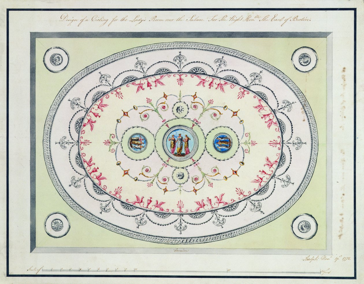 Progetto per il soffitto nella Ladies Room, Headfort House, 1772 da Robert Adam