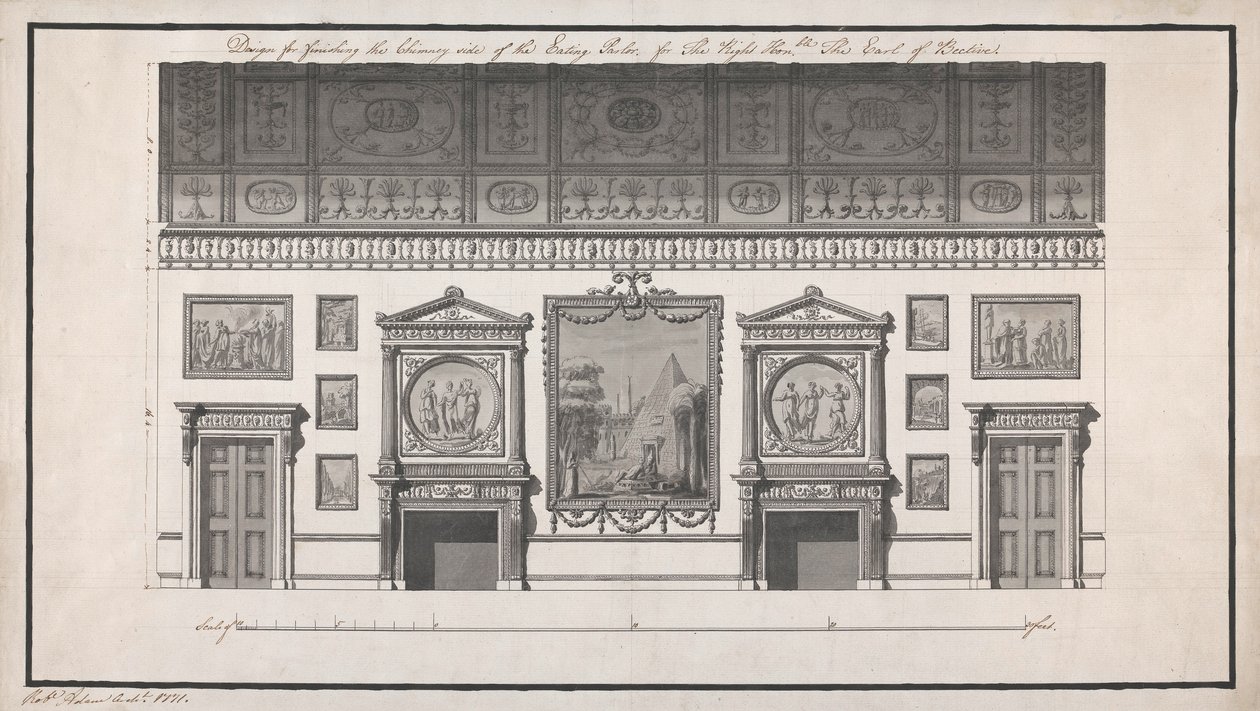 Headfort House, Sala da pranzo, lato del camino da Robert Adam