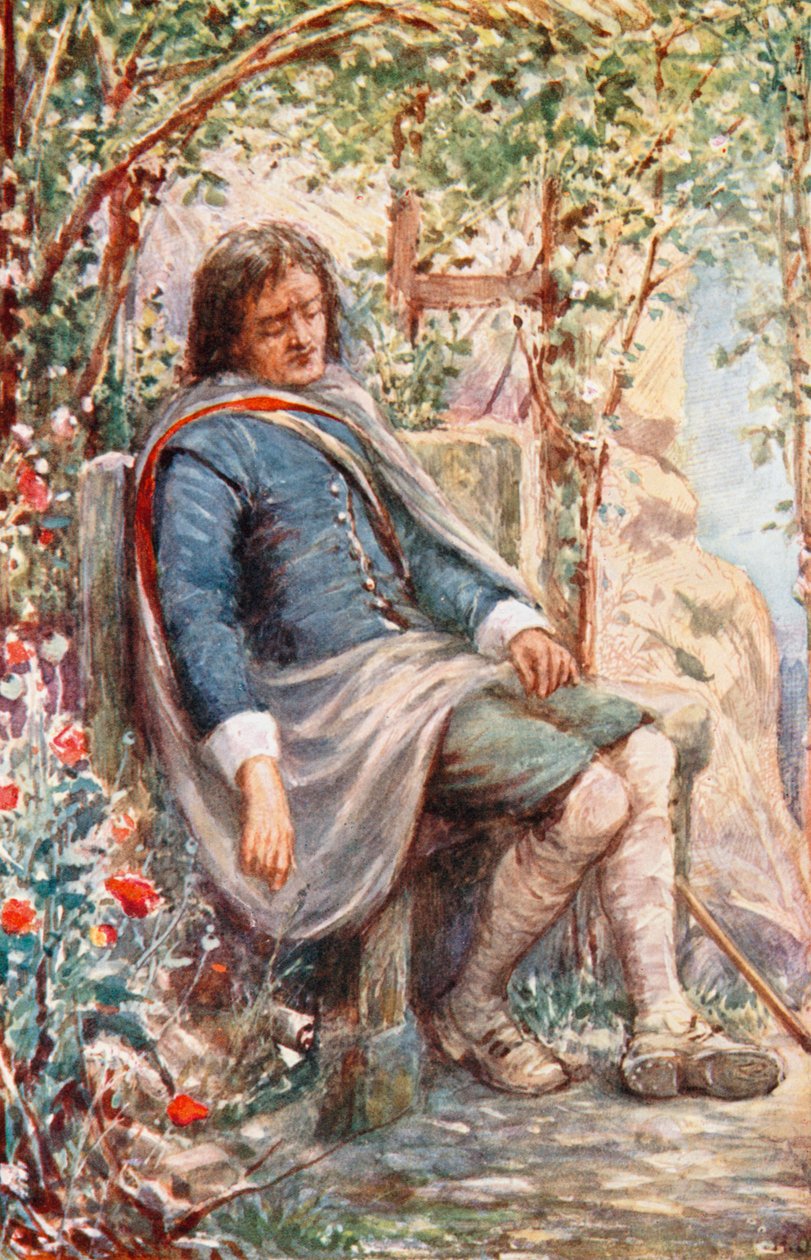 Christian dorme nel pergolato (litografia a colori) da Robert Ambrose (after) Dudley