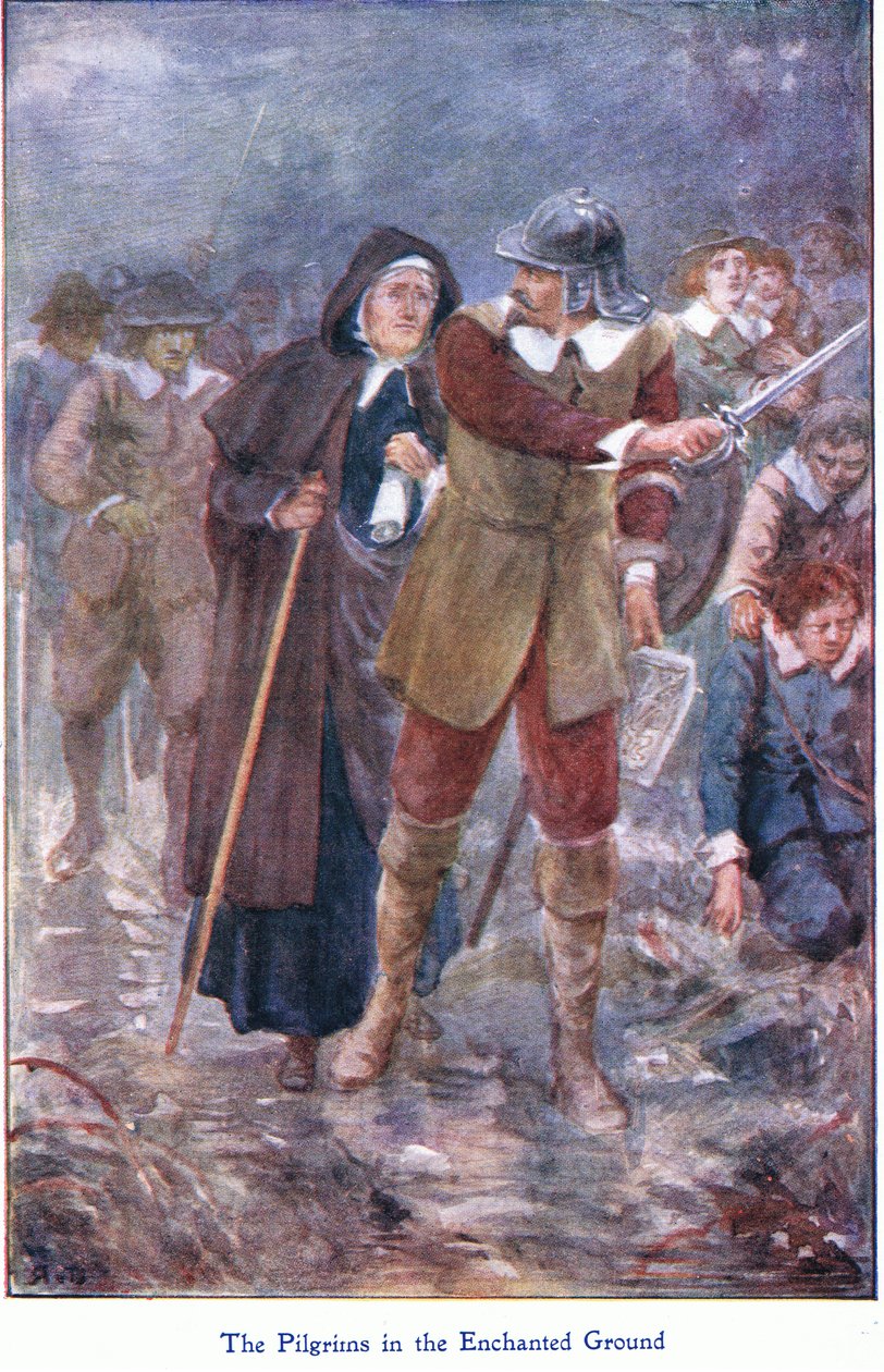 I pellegrini nel terreno incantato, da Il progresso del pellegrino pubblicato da John F Shaw & Co, c.1900 da Robert Ambrose Dudley
