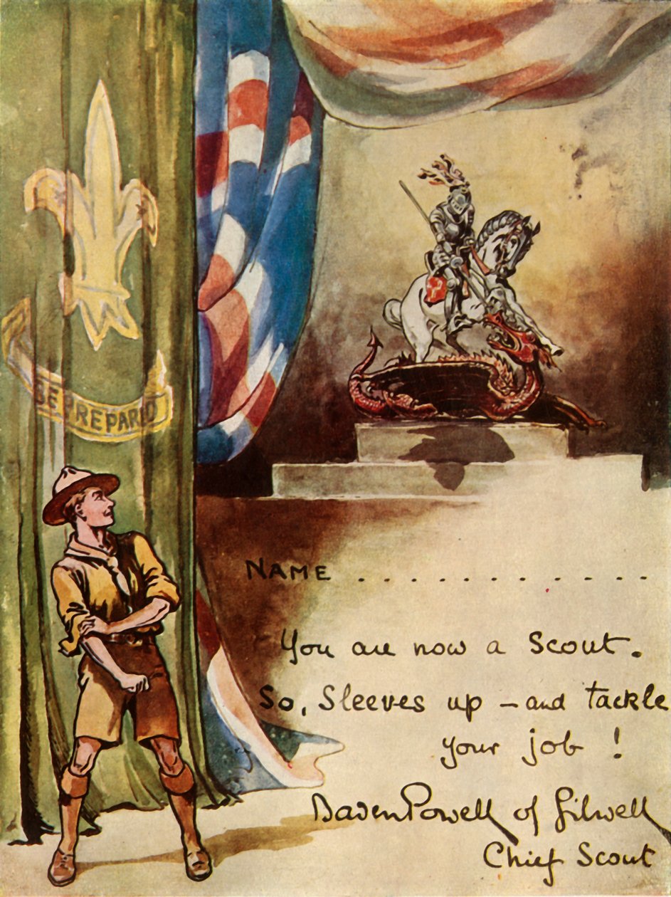 Progetto per la tessera di iscrizione degli scout, 1944 da Robert Baden Powell