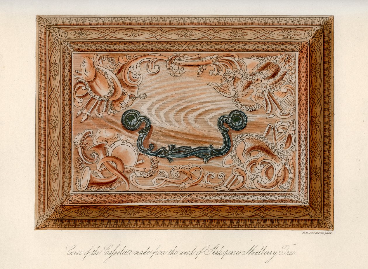 Cassolette scolpita dal legno del gelso di Shakespeare, XVIII secolo, 1840 da Robert Blemmell Schnebbelie