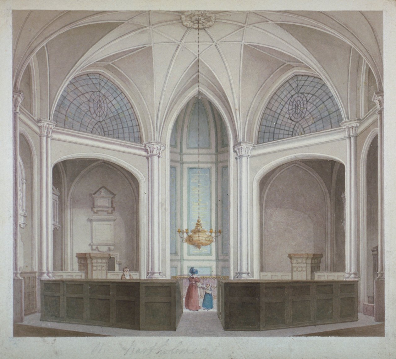 Interno della chiesa di San Bartolomeo il Minore, Città di Londra, 1834 da Robert Blemmell Schnebbelie