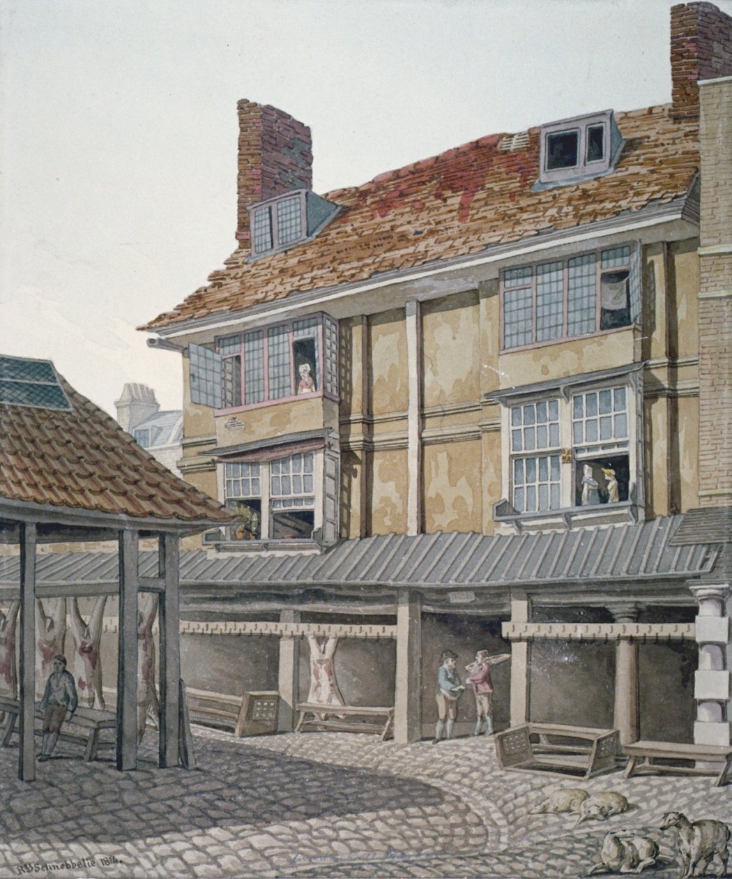 Mercato di Leadenhall, Città di Londra, 1814 da Robert Blemmell Schnebbelie