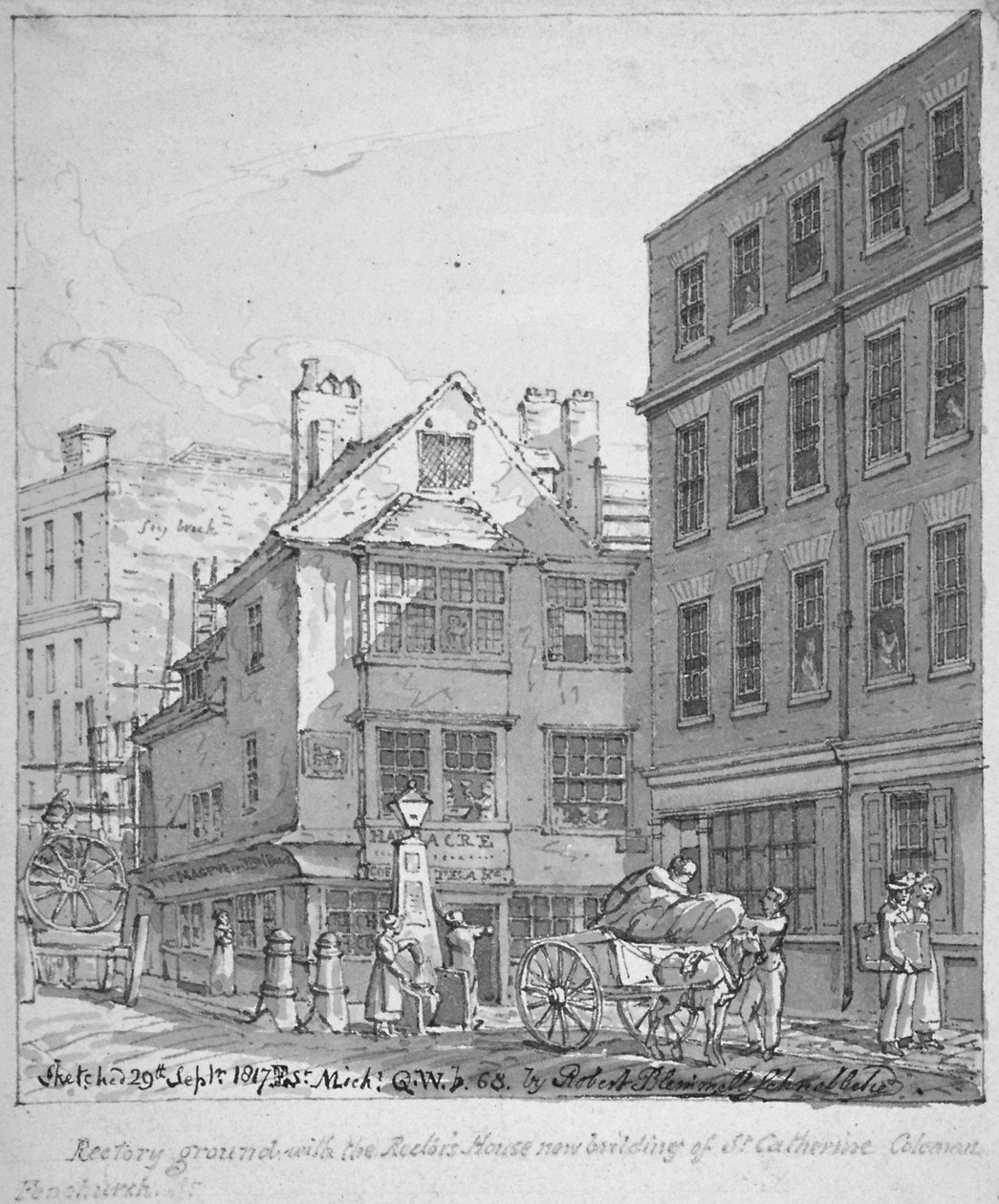 Rettorato di Santa Caterina Coleman, Fenchurch Street, Città di Londra, 1817 da Robert Blemmell Schnebbelie