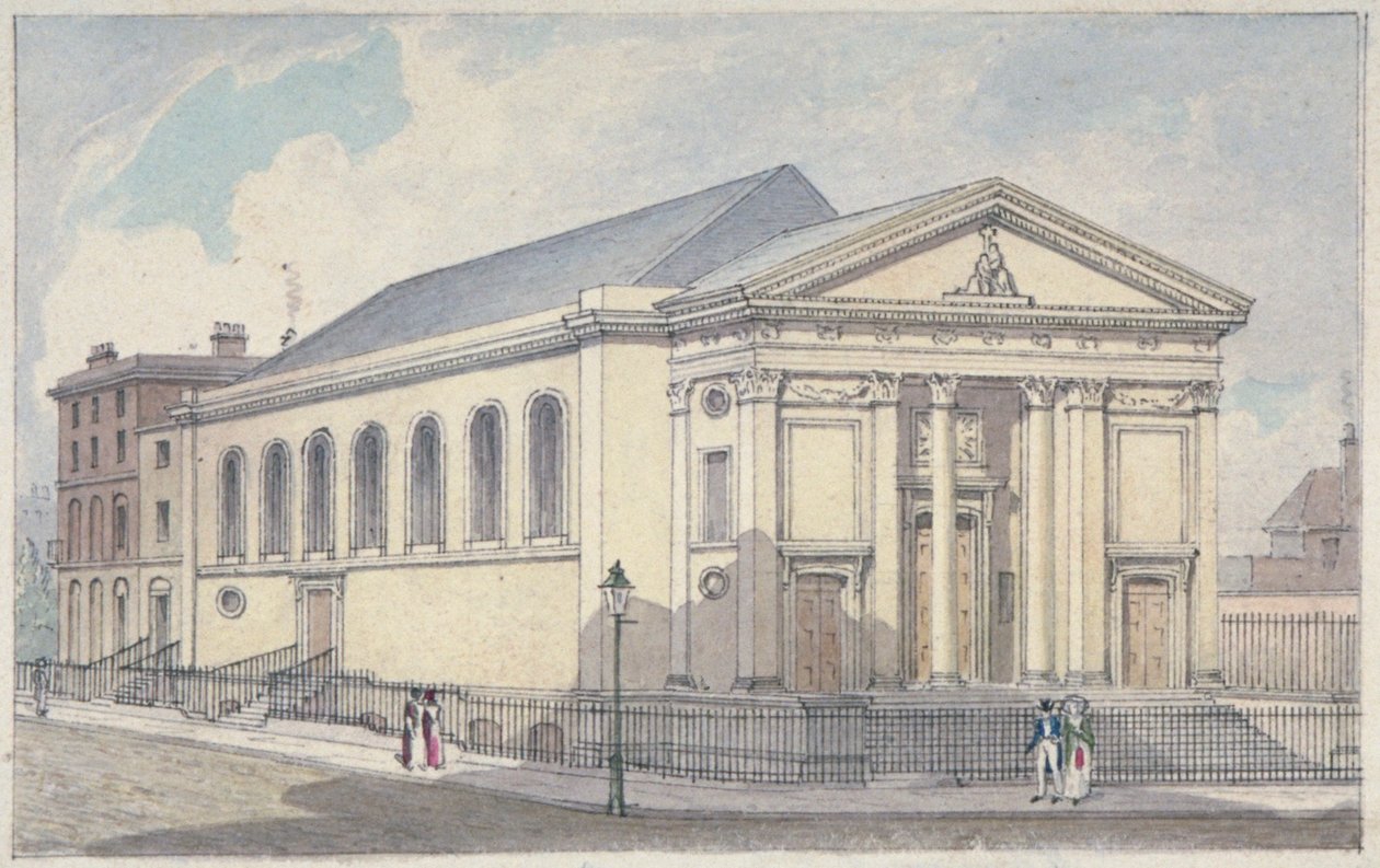 Chiesa cattolica romana di Santa Maria, Moorfields, Città di Londra, 1837 da Robert Blemmell Schnebbelie