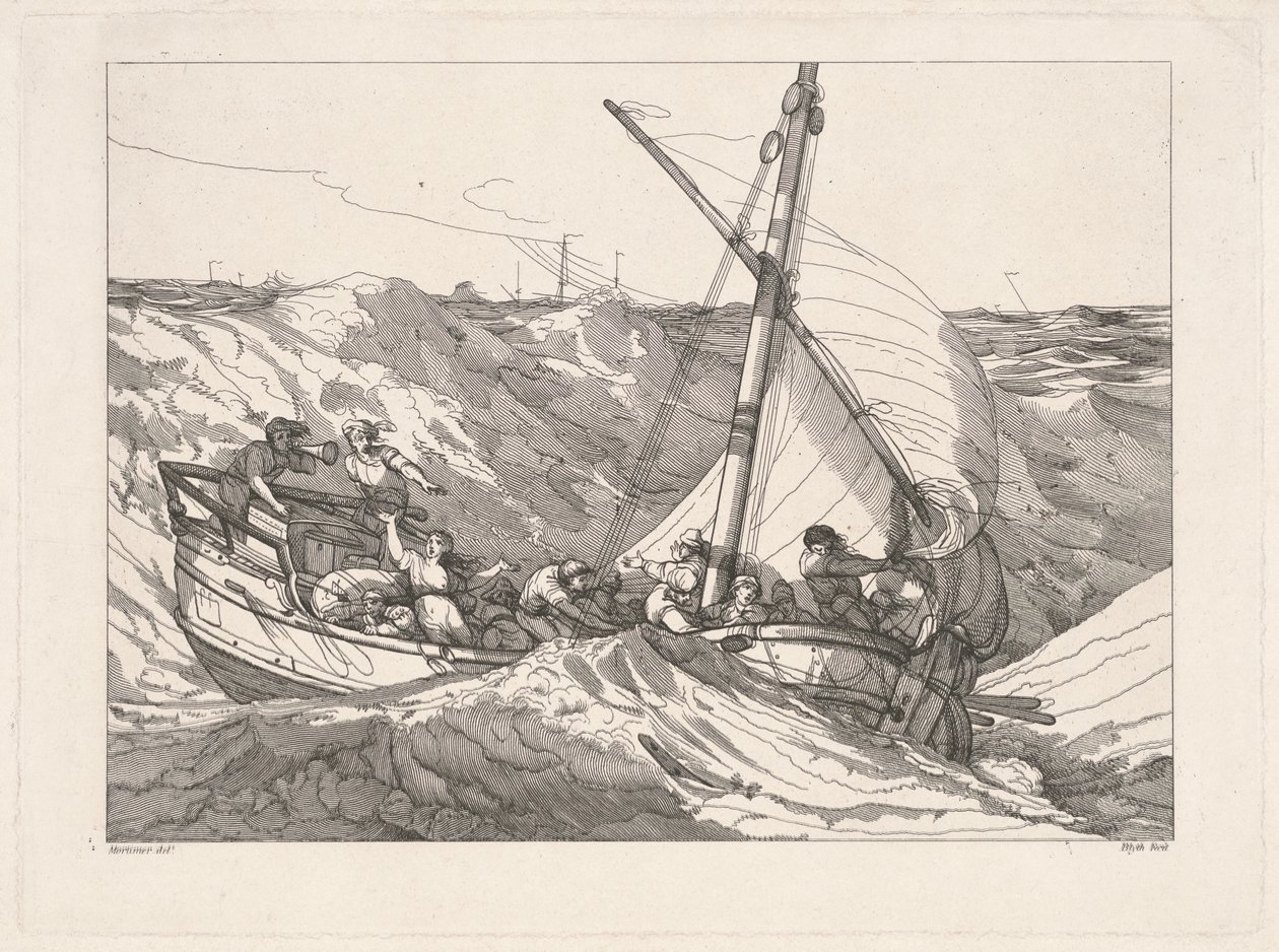Barca in una tempesta in mare da Robert Blyth, after John Hamilton Mortimer