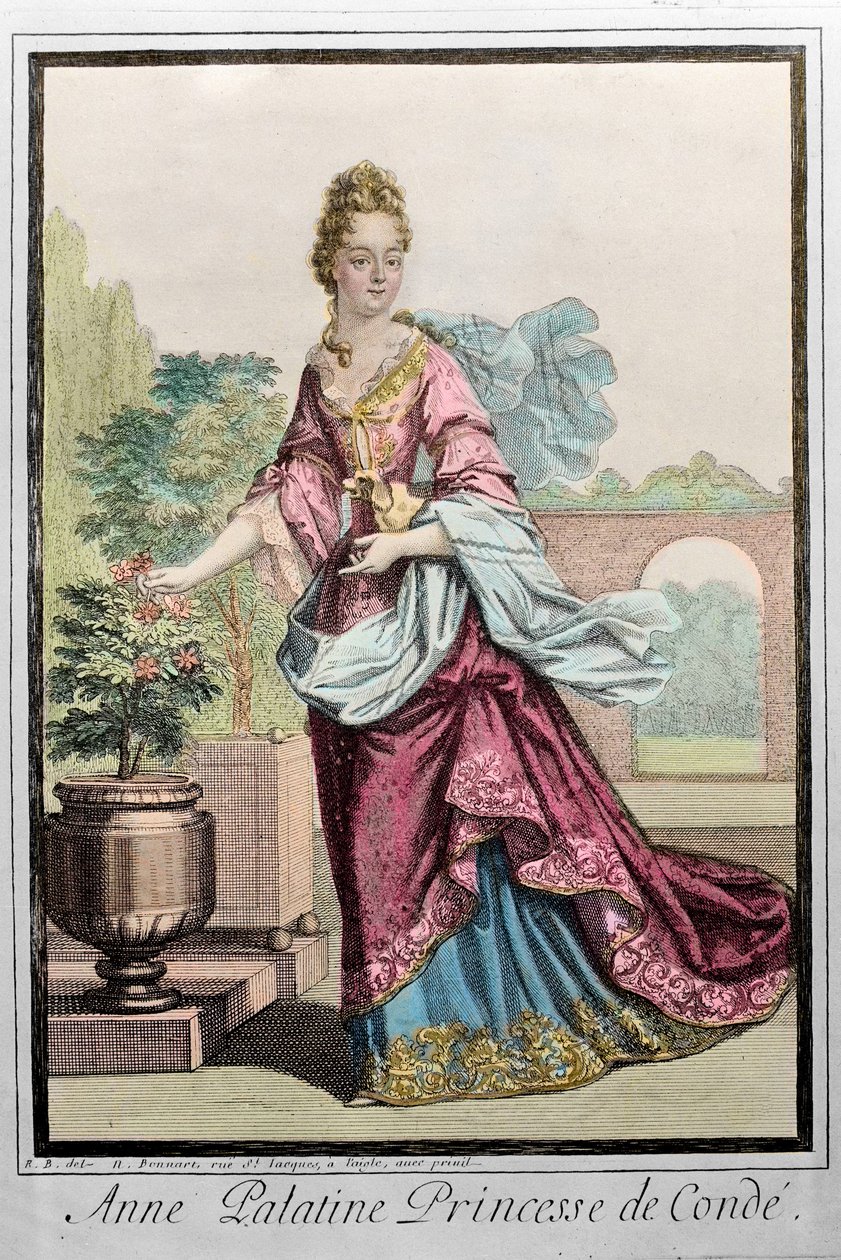 Anna Palatina, Principessa di Condé (Anne de Baviere (1648-1723) (Anne Henriette Julie de Baviere) (Anna del Palatinato) - incisione di Robert Bonnart da Robert Bonnart