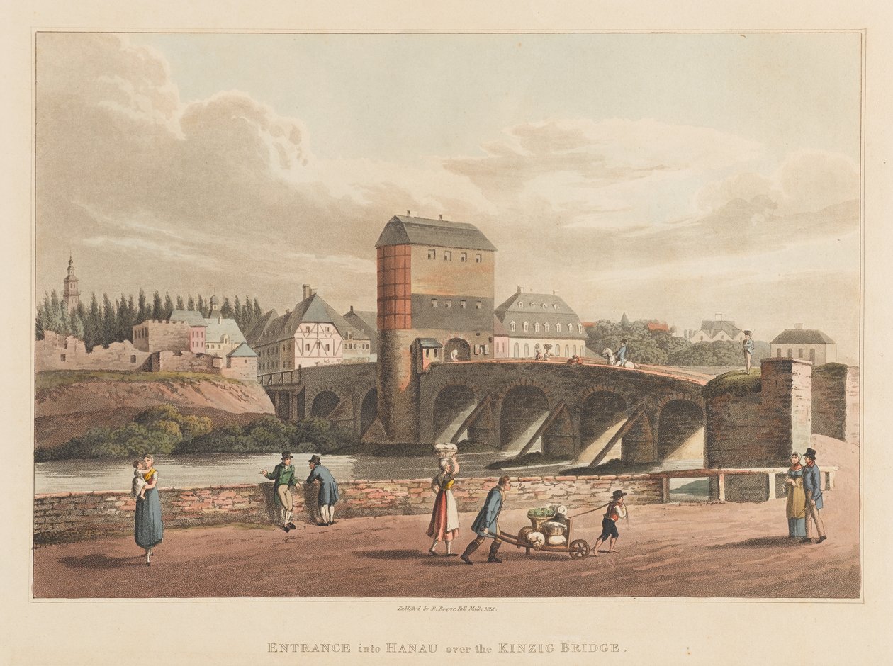 Ingresso a Hanau sul ponte Kinzig, 1814 da Robert Bowyer