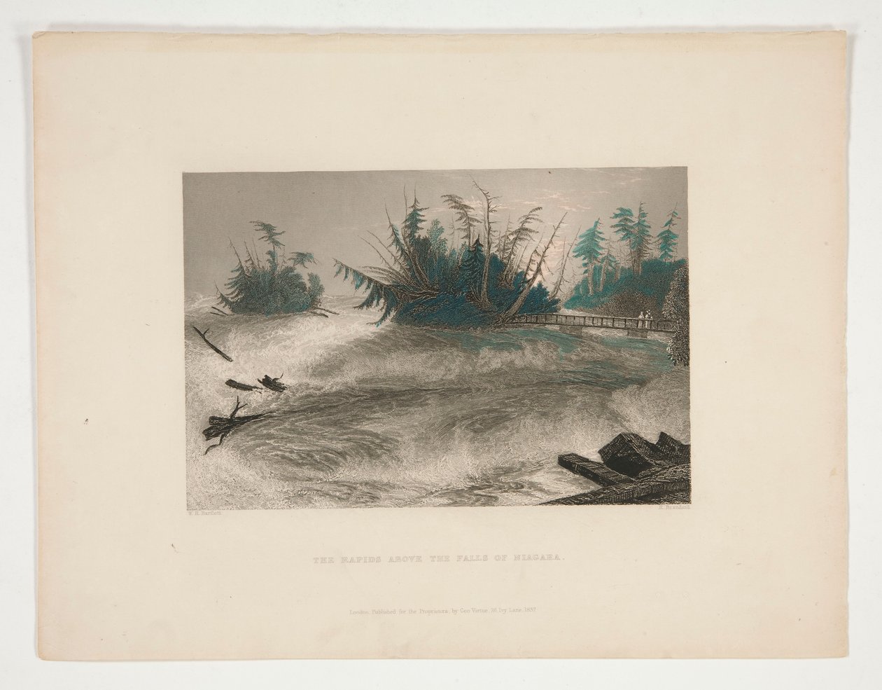 Le rapide sopra le cascate del Niagara, illustrazione per Nathaniel Parker Willis da Robert Brandard