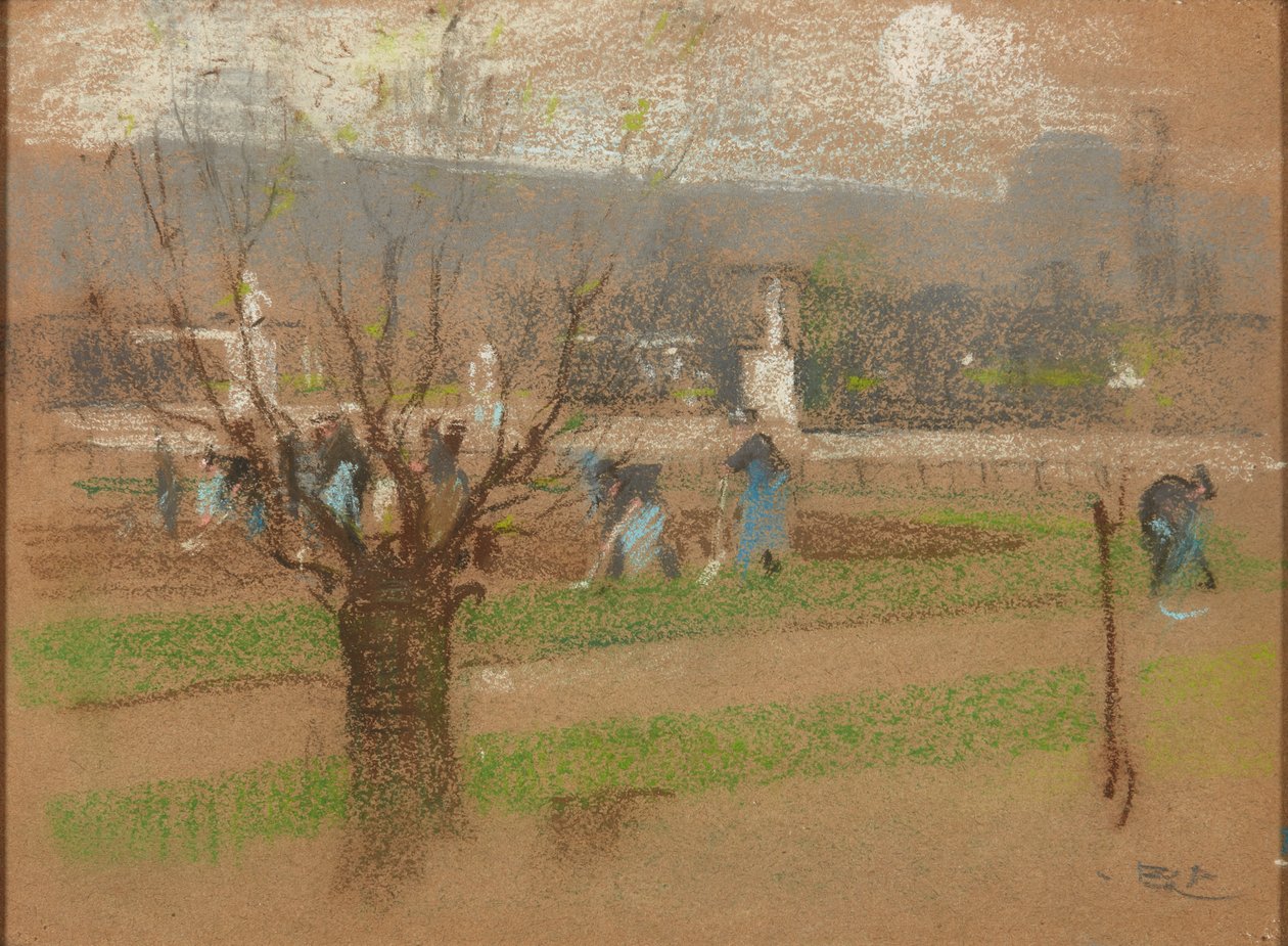 Piantagione di bulbi nei Giardini delle Tuileries, Parigi da Robert Brough