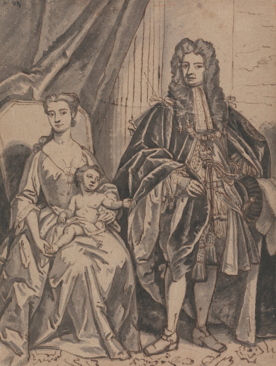 Ritratto di una famiglia, chiamata John Sheffield, Duca di Buckingham, e famiglia da Robert Byng