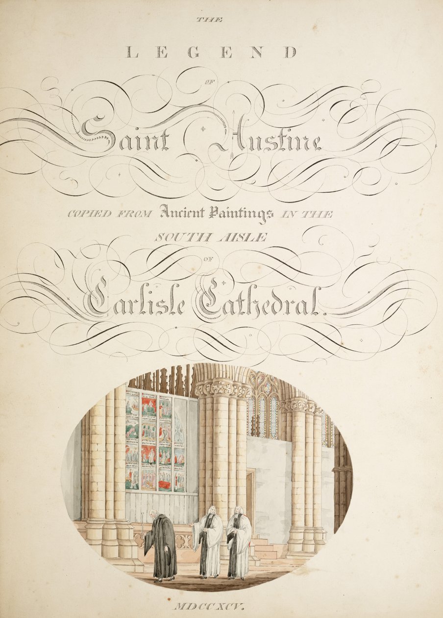 Ms. New Coll 380, f9r. Le Antichità della Cattedrale di Santa Maria, Carlisle, disegnate da Robert Carlile, 1795 (penna e inchiostro e wc su carta) da Robert Carlile