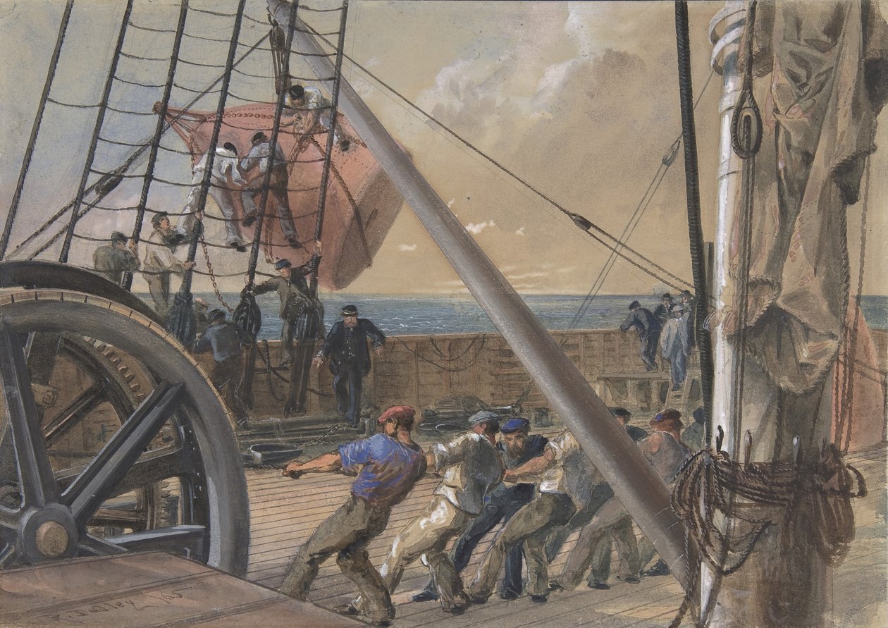 Preparazione di una delle grandi boe per il varo, 2 agosto 1865 da Robert Charles Dudley