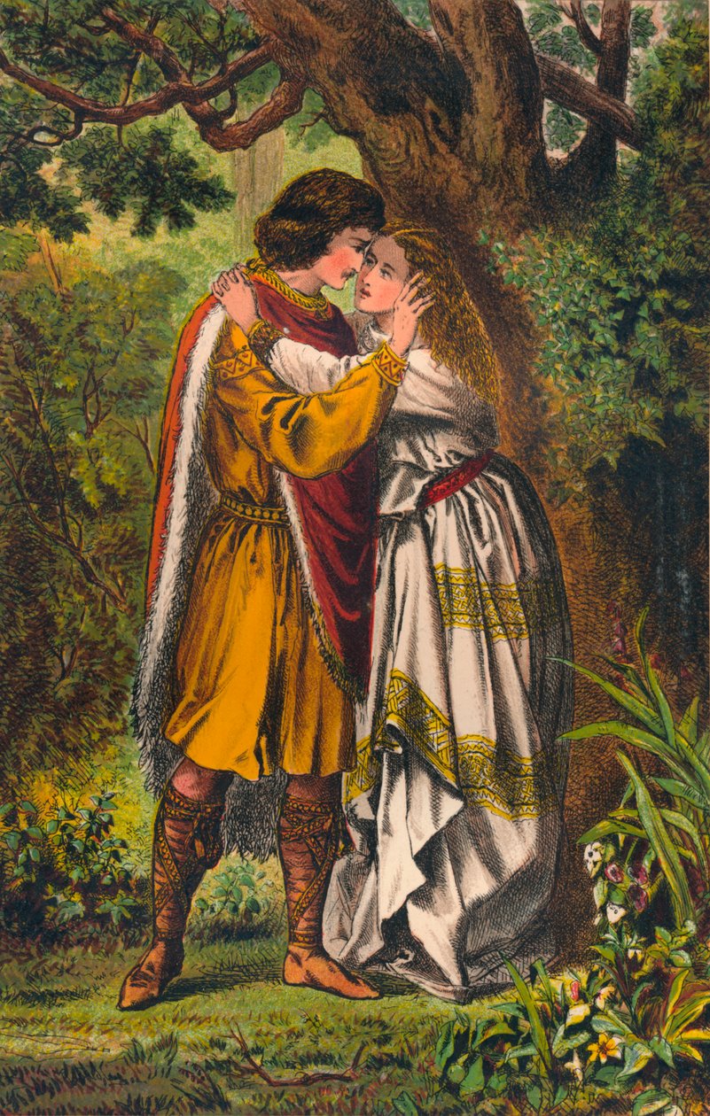 Posthumus. Mia regina! Mia padrona! O signora non piangere più. Cymbeline: Atto I, Scena I, c1875 da Robert Charles Dudley