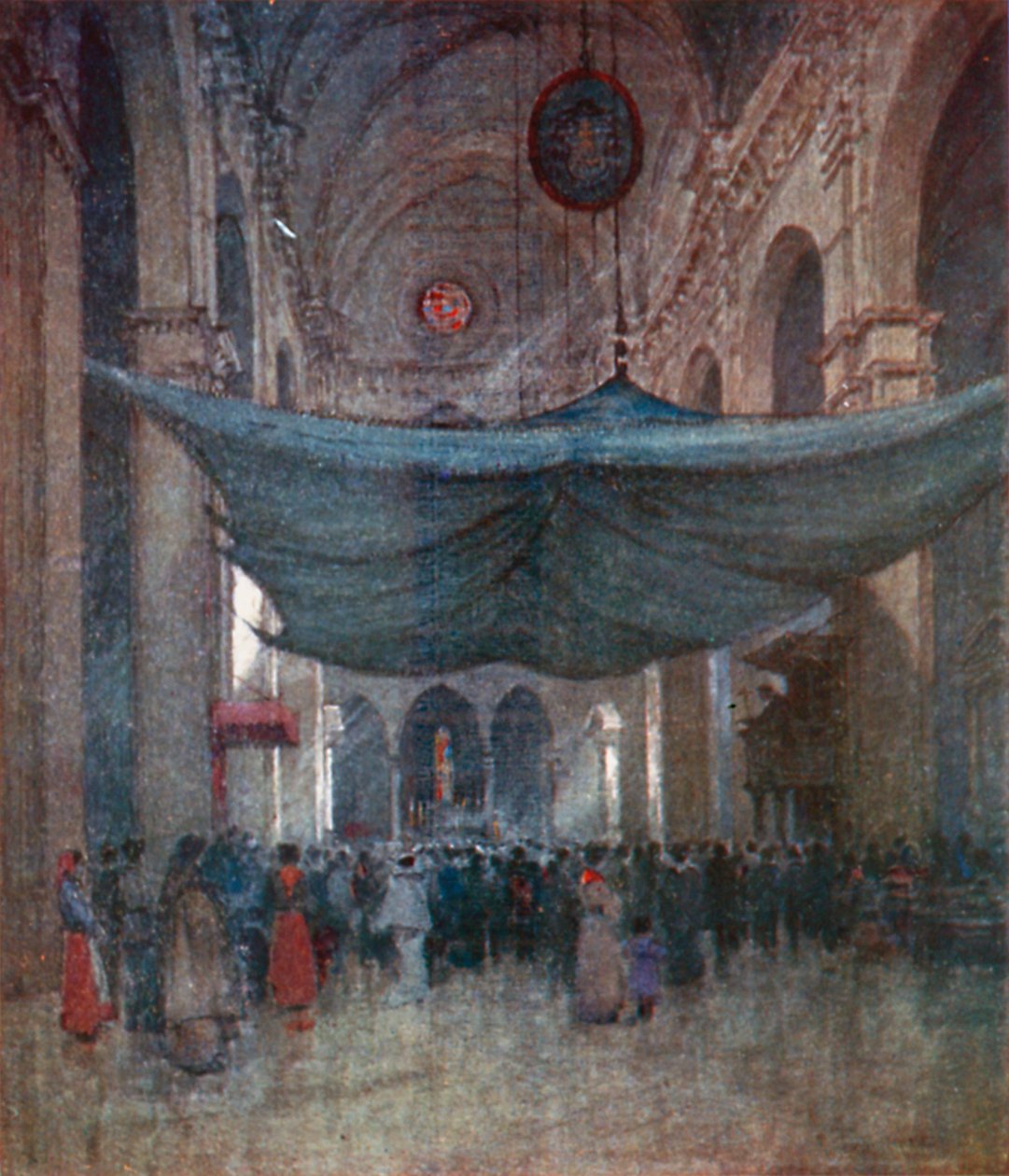 Interno della Cattedrale di Santa Maria del Fiore (litografia a colori) da Robert Charles Goff