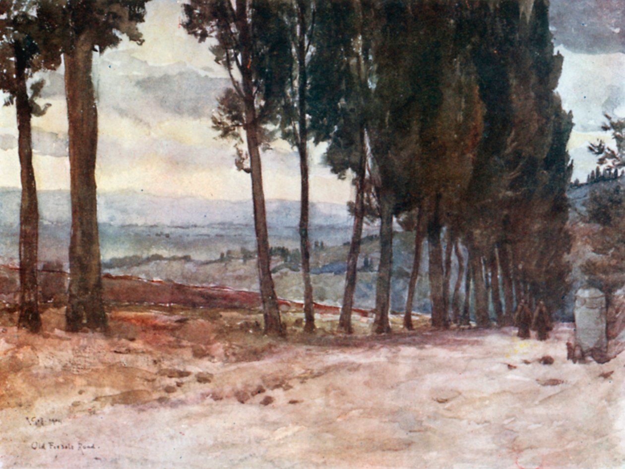 Sulla vecchia strada per Fiesole (litografia a colori) da Robert Charles Goff