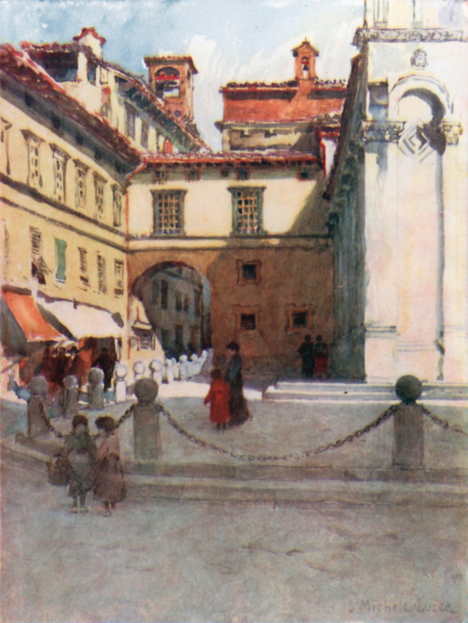 Piazza San Michele, Lucca (colour litho) da Robert Charles Goff