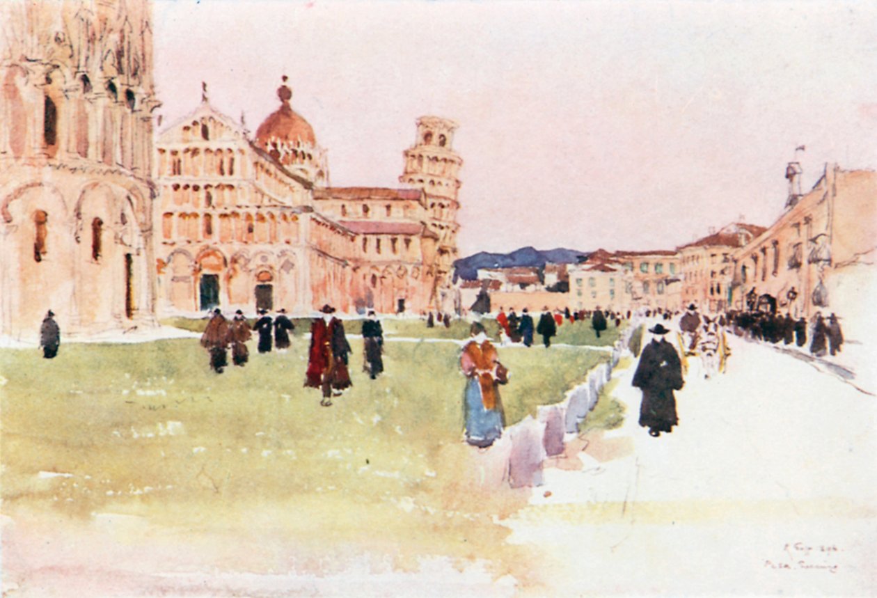 Piazza del Diuomo, Pisa (colour litho) da Robert Charles Goff