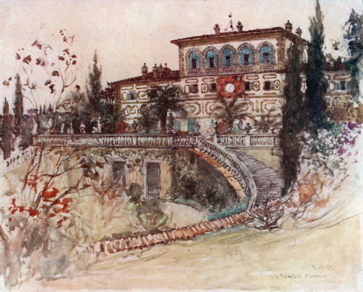 Villa Palmieri (litografia a colori) da Robert Charles Goff