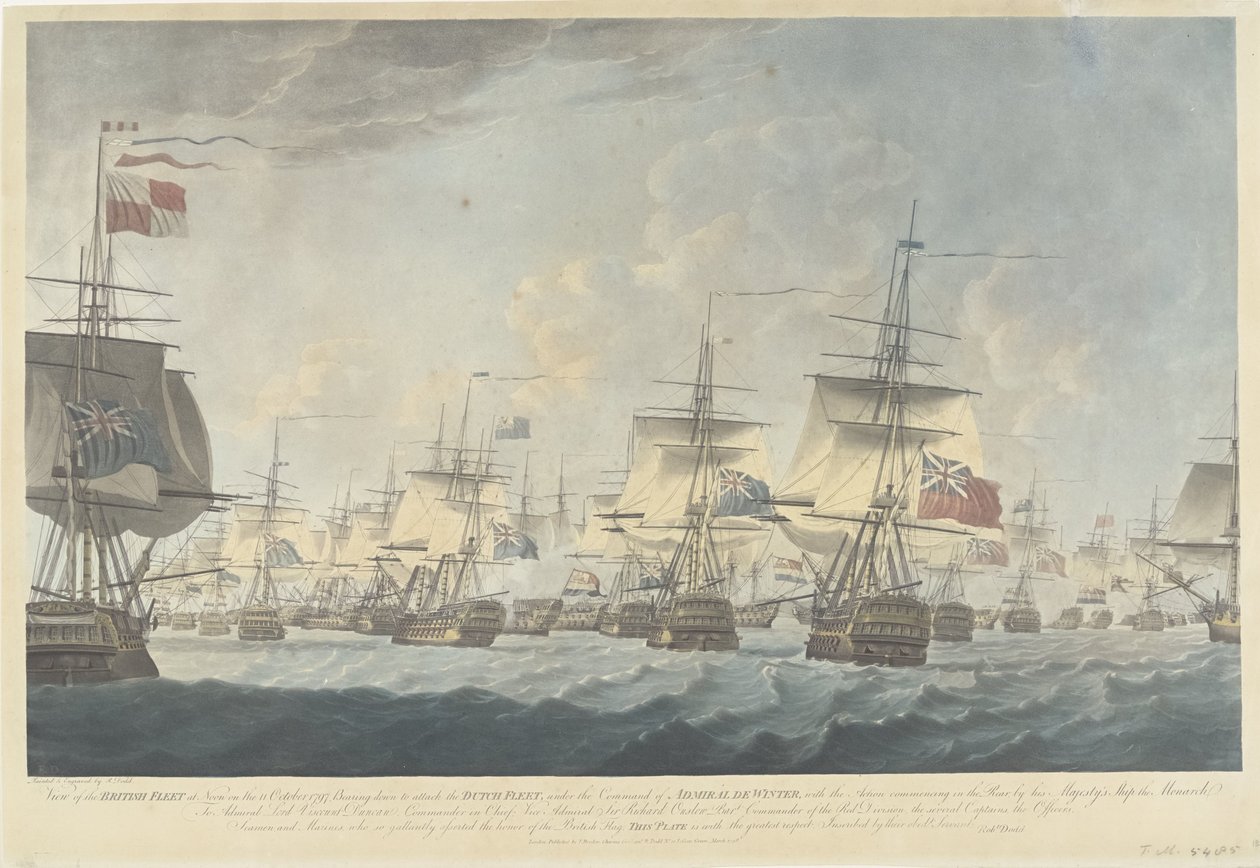 Battaglia di Camperdown (1797): attacco della flotta britannica da Robert Dodd