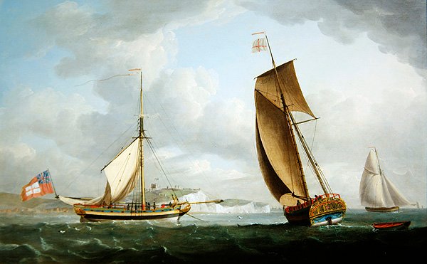 Lo yacht della Trinity House in due posizioni al largo di Dover da Robert Dodd