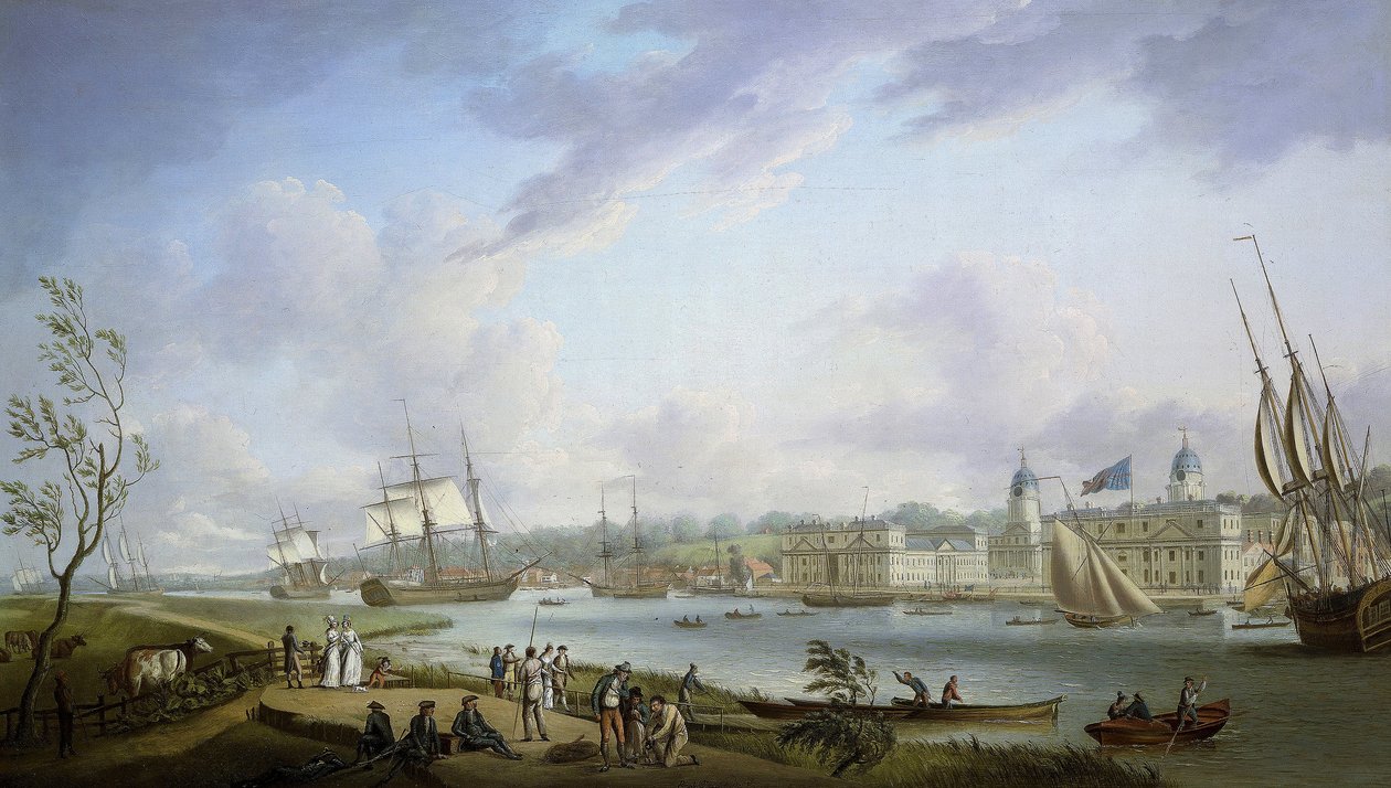 Veduta di Greenwich, descrizione del Tamigi e delle attività sulle sue rive, nonché della navigazione fluviale, soggetta all