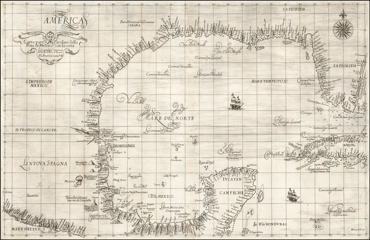 Mappa del Golfo del Messico del 1646 di Robert Dudley da Robert Dudley