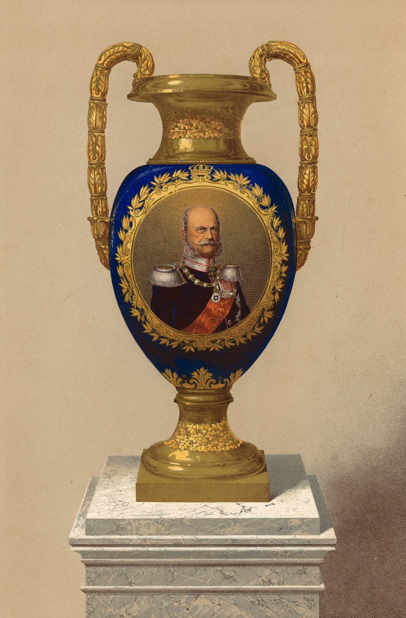 Vaso di porcellana, presentato dalle Loro Maestà il Re e la Regina di Prussia (cromolito) da Robert Dudley