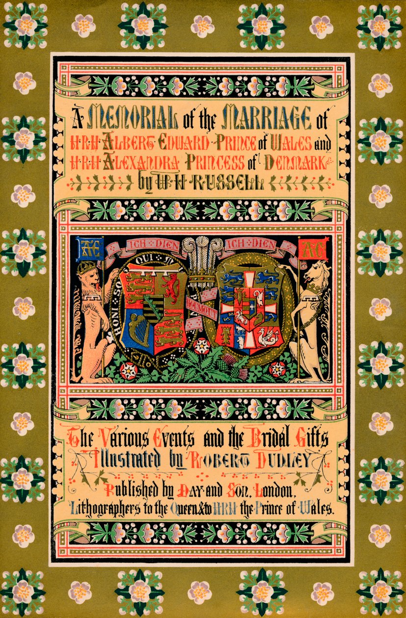La copertina di Un memoriale del matrimonio di SAR Alberto Edoardo Principe di Galles, 1863 da Robert Dudley